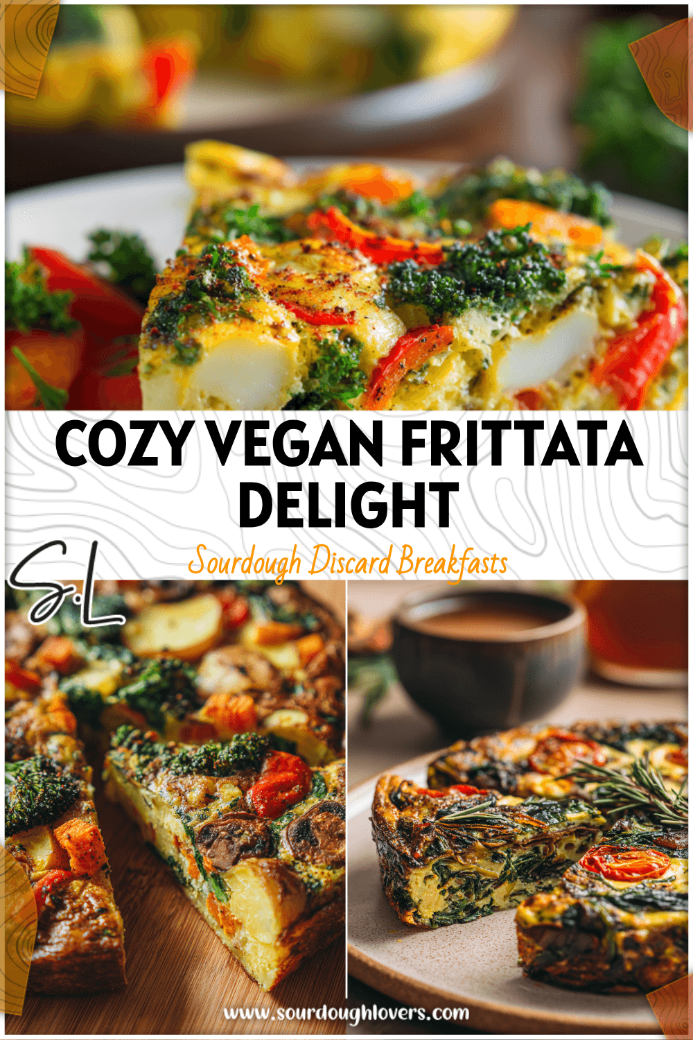 A golden Sourdough Winter Veggie Frittata filled with colorful vegetables, a cozy Easy Vegan Breakfast Recipe.